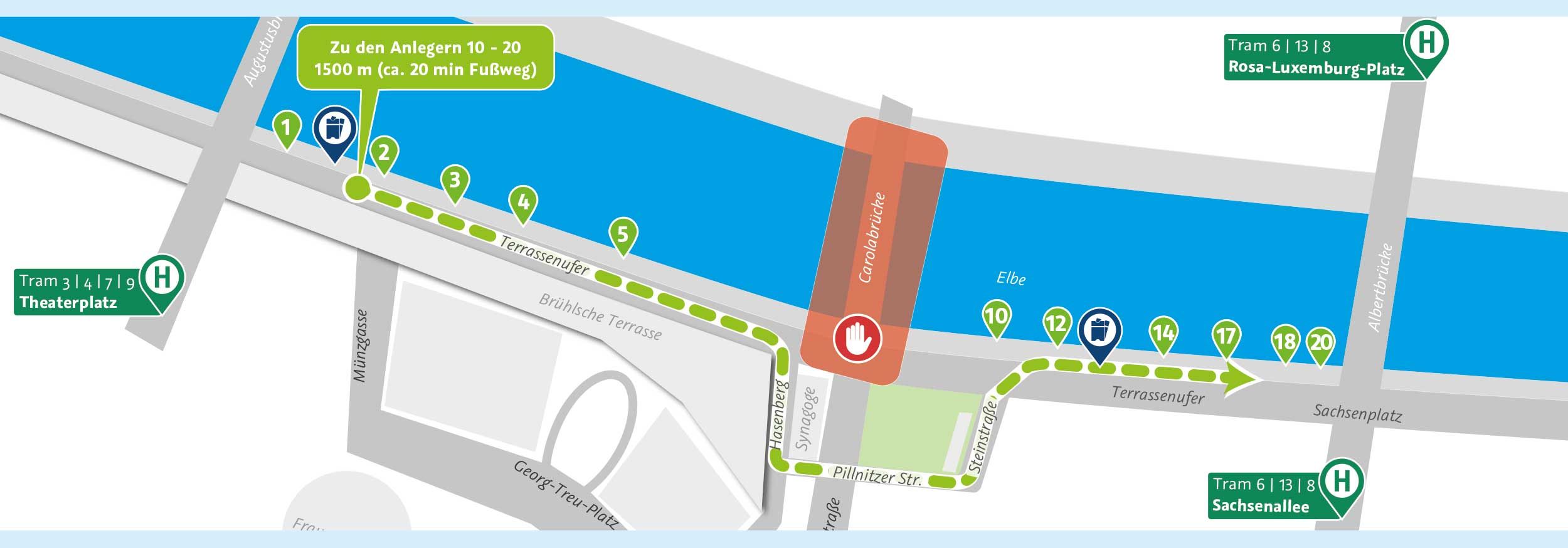 Anleger der Schiffe zur &raquo;Riverboat-Shuffle&laquo; und &raquo;Riverboat-Sonderfahrt&laquo;